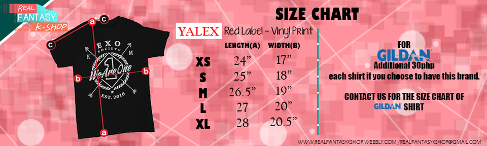 Yalex Red Label Size Chart